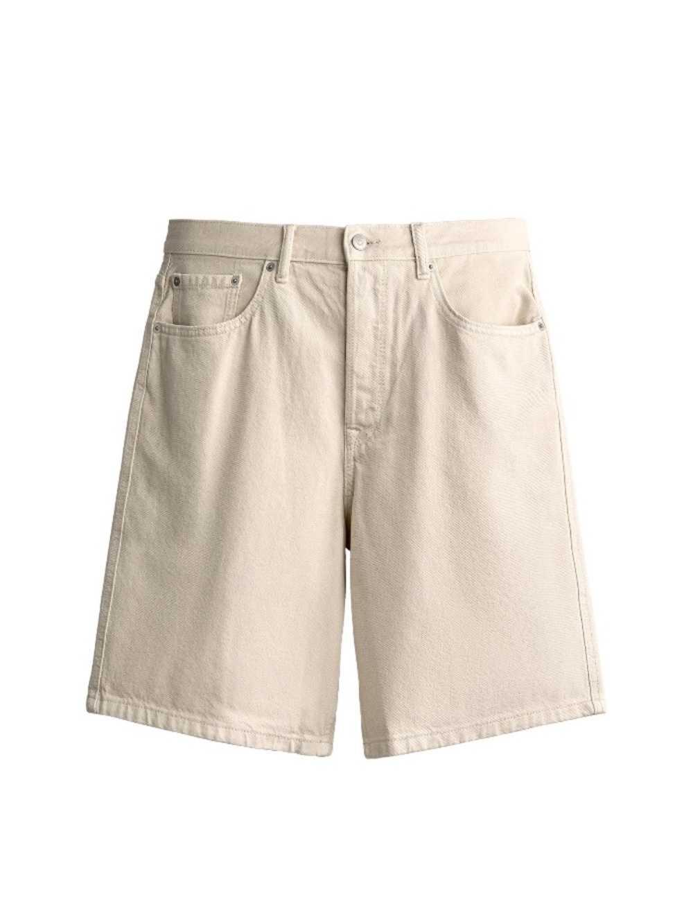 Zara Beige High-Rise Straight Workwear Denim Jean Shorts 12